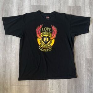 Vintage Rare Harley Davidson black T-shirt 1997 Love Ride 14 Mens XL Glendale